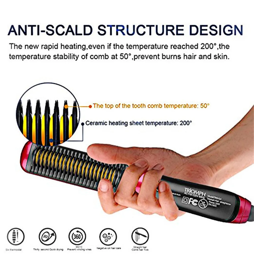 Máquina de Cuidados com o Cabelo Quente Pente Multifuncional Alisador Barba Calor Cabelo Cerâmica Modelador Alisamento Elétrico Homem Estilor Escova 6 Quente pente máquina de cuidados com o