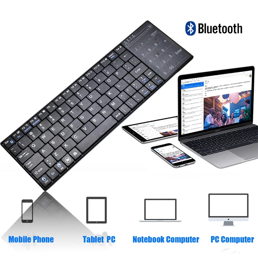 Беспроводная Тонкая Bluetooth клавиатура с тачпадом для IOS Windows Android игровая ПК