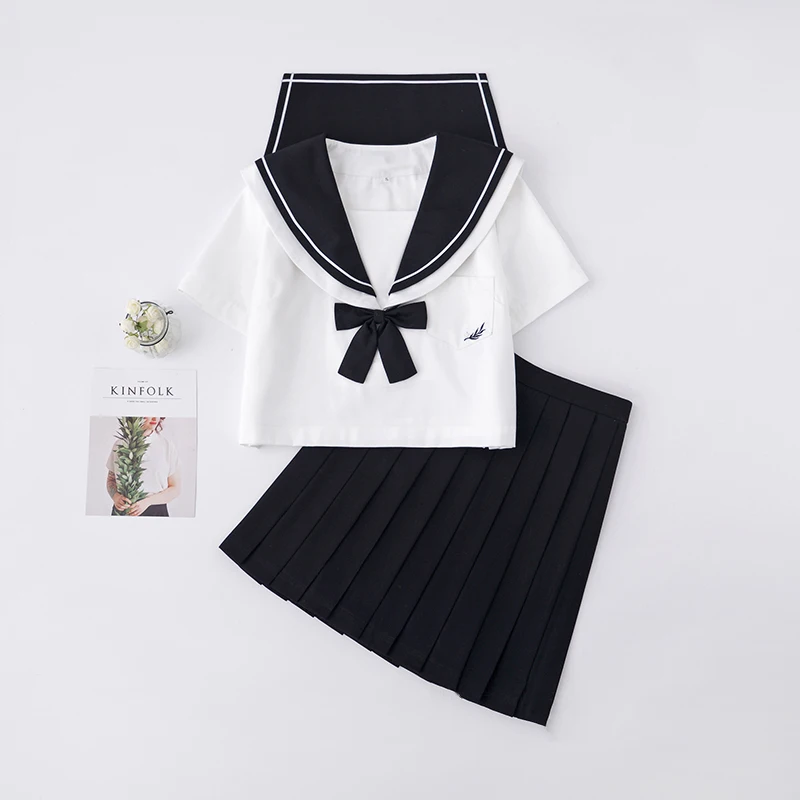 Браслетом из Белой и Черной девушка, одежда для детского сада японская школьная форма в симпатичном матросском комплекты Косплэй костюм JK серии
