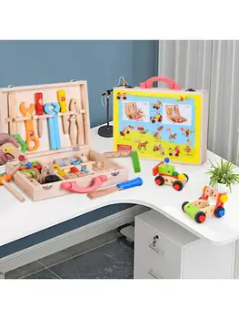 

Children Wooden Toolbox Kit Simulation DIY Repair Tool Set Boys Play House Enlightenment Interactive Game Toy Kids Gift