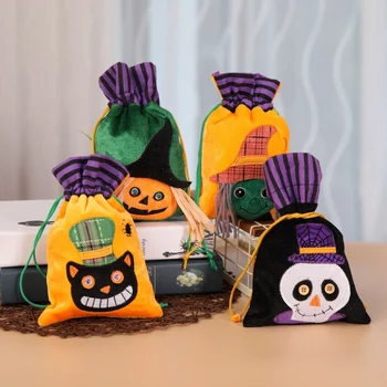

Creative Drawstring Halloween Trick Soft durable Treat Goody Bags Candy Bags Snacks Pouch Halloween Party Supplies New Product