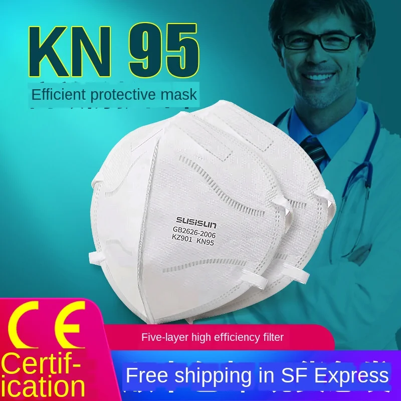 

SUSISUN KN95 Adult Disposable Mask 5-layer filtration face mask Dust PM2.5 masks Droplet dust-proof protective mask Stock maske