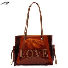 GUBINTU, женская модная сумка через плечо, для отдыха, ПВХ, любовь, сумка для покупок, вместительная сумка, высокое качество, коричневые женские сумки