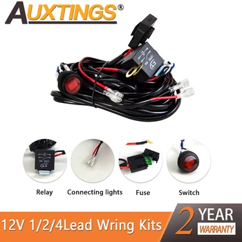 

Auxting Car LED Light Bar Wire 1~4lead 3M 12v Wiring Harness Relay Loom Cable Kit Fuse for Auto Driving Offroad Led Work Lamp