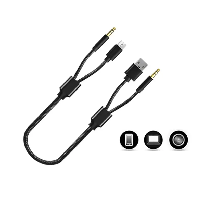 2в1 USB к Micro USB кабель для передачи данных 3,5 мм до 3,5 мм Aux аудио кабель для мобильного телефона автомобиля