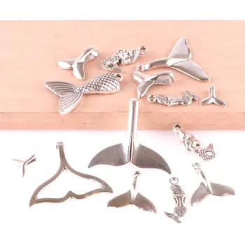 

15Pcs/Lot Mix Ocean Whale Fish Tail Charms Making Metal Sea Mermaid Tail Pendant Necklaces Jewelry Wholesale