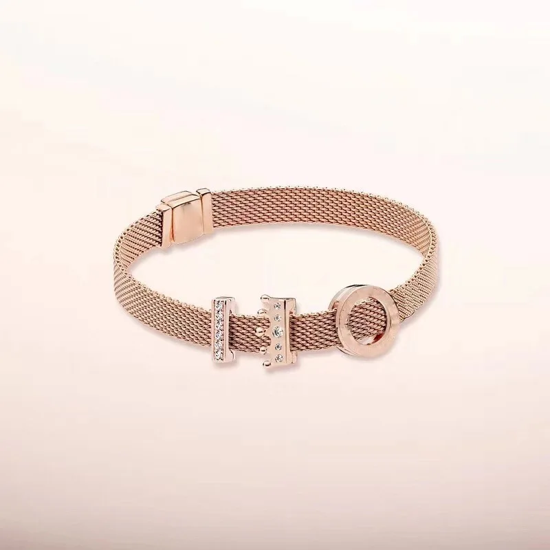 

Keris Store High Quality 1:1 100%925 Sterling Silver Rose Gold Clasp Bracelet Free Shipping