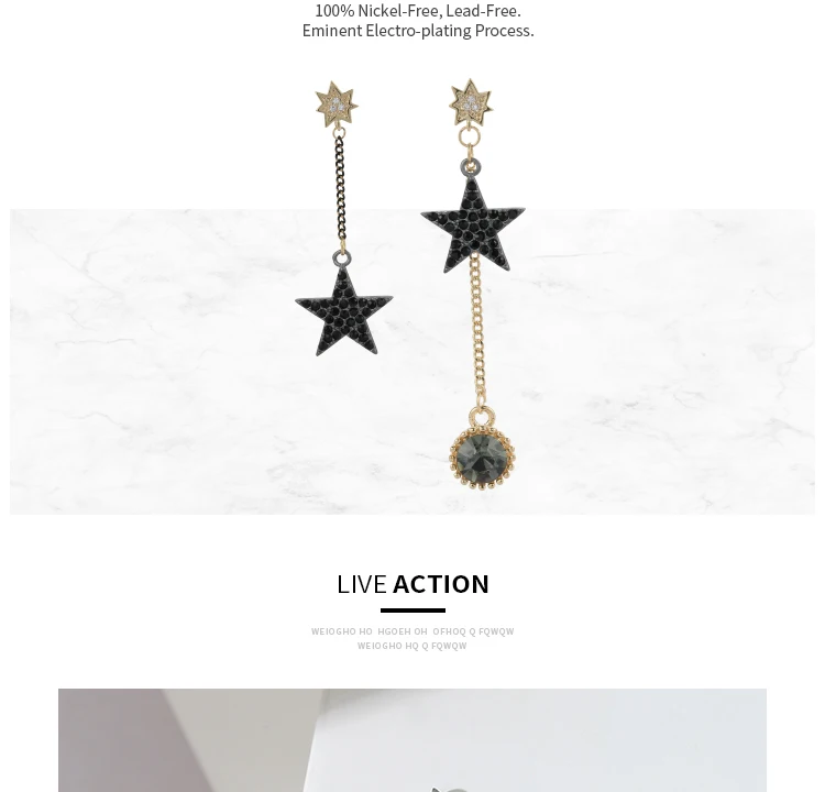 Neoglory, серьги-цепочки с черной звездой для женщин, асимметричные серьги с подвеской, серебряные серьги, вечерние ювелирные изделия