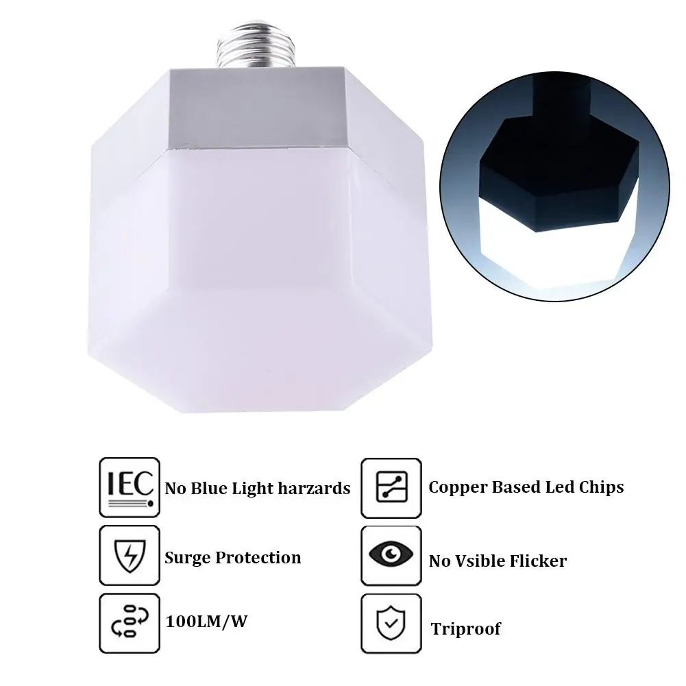

40W LED Garage Light Ceiling Light Square Hexagon E26/E27 Bulb Home Basement Factory Workshop Parking Warehouse Lamp 85-265v
