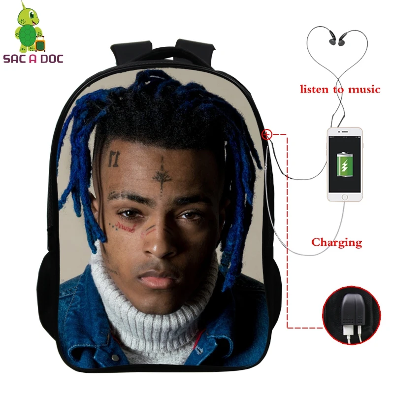 10 Xxxtentacion известный раппер школьная сумка Многофункциональный usb зарядка Рюкзак для ноутбука для подростков мальчиков девочек дорожные сумки через плечо - Цвет: 10