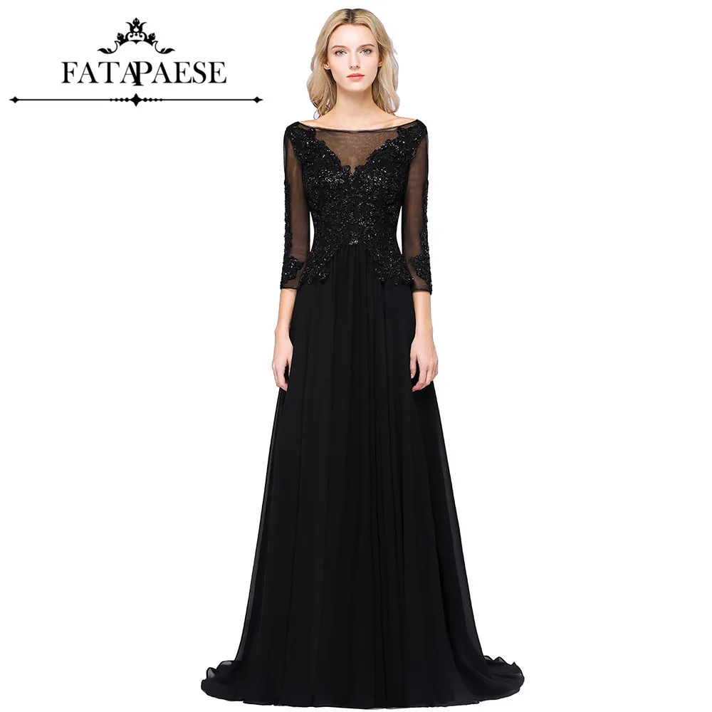 Простое платье De Soiree Femme, рукав три четверти, кружевное, с бисером, вечернее платье, длинное, Vestido Longo Festa, вечернее платье