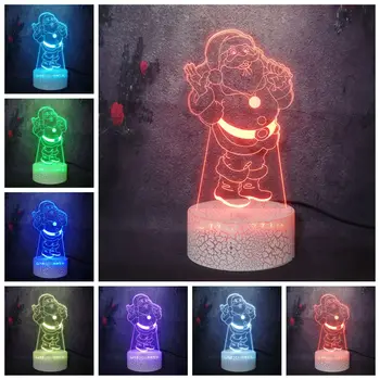 

Kindly Friendly Santa Claus for Kid Sent Gift Toy Lamp Lighting LED Stage Effect Flash 3D Home Christmas Party Decor Night Light