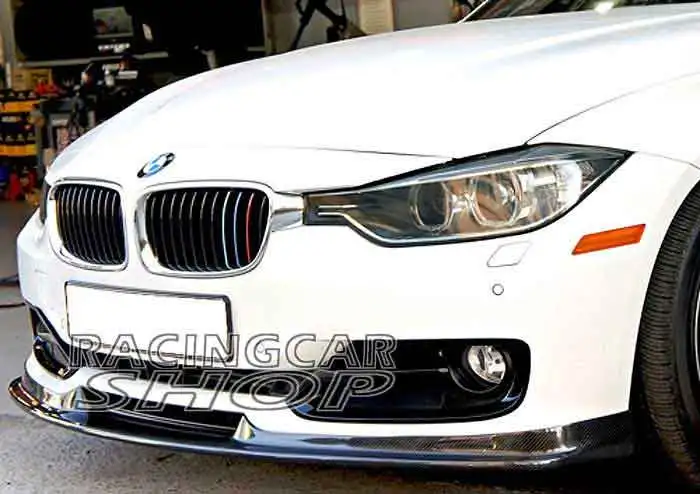 H STYLE REAL CARBON FIBER FRONT BUMPER LIP SPOILER FOR BMW F30 3-SERIES SEDAN 2012UP