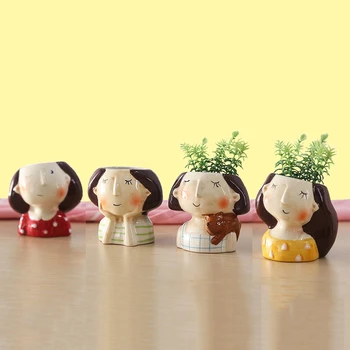 

Cute Girl Styling Flower Pot Succulent Plant Pot Planter Home Decor Ceramic Art Vase Desktop Ornaments Gardening Pots