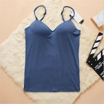 

Women Adjustable Strap Built In Bra Padded Bra Modal Tank Top Cami New Arrival Hot Sale Dropship
