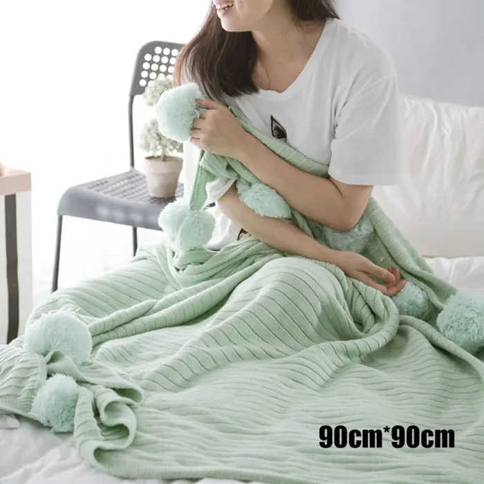 Soft Cotton Blanket Adorable Hair Ball Blanket Home Bedroom Knitted Blankets OCT998