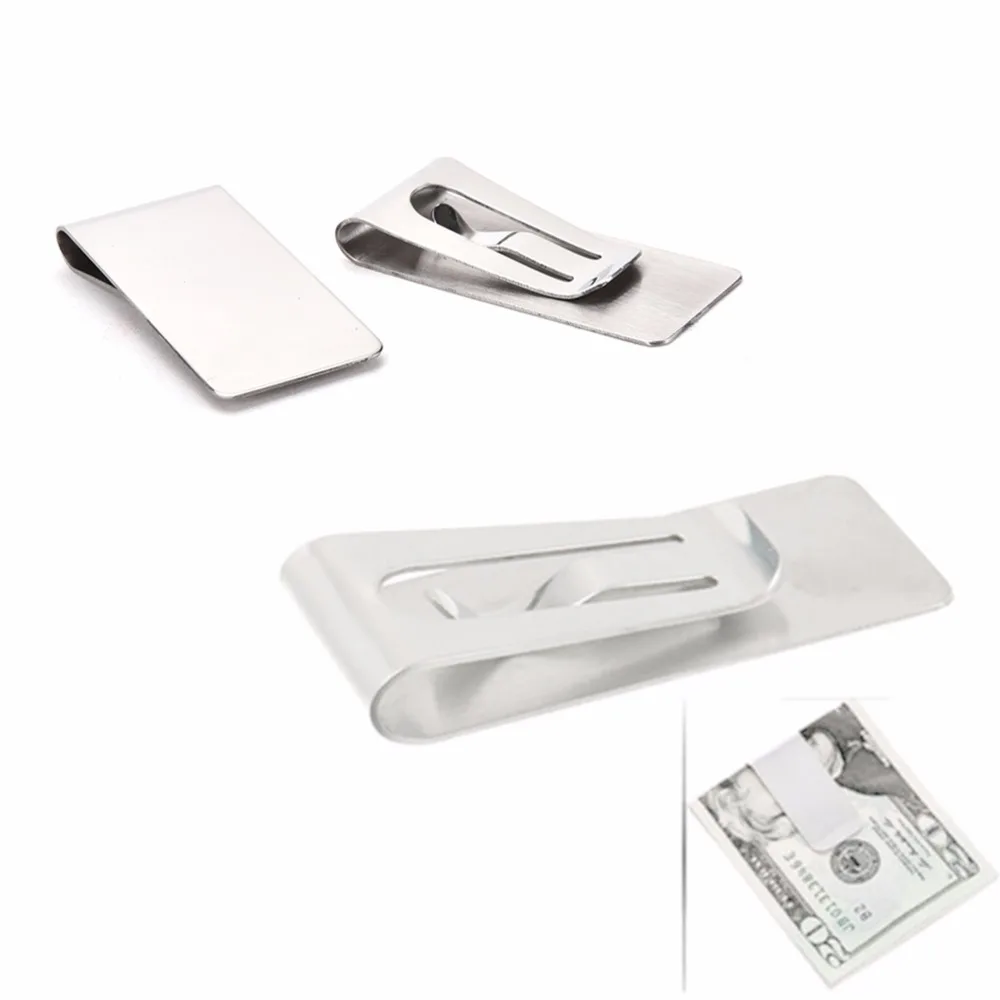 1pcs Stainless Steel Slim Money Clip Wallet With ID Card Folder Double Sided Multipurpose Pocket Dollar Cash Clip Clamp Holder