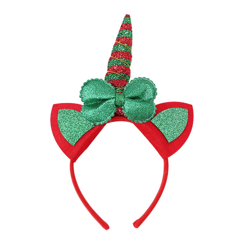 CN Glitter Christmas Hairbands For Girls Kids Cartoon Santa Claus Snowman Antler Tree Sequin Headband Party Hair Accessories - Color: 24