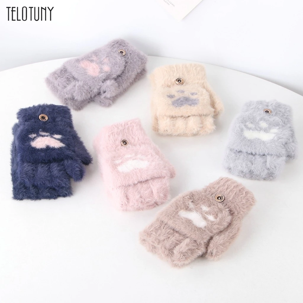 TELOTUNY, Новое поступление, зимние вязаные перчатки для маленьких мальчиков и девочек, теплые, с откидной крышкой, полный палец, варежки, перчатки для малышей 1105