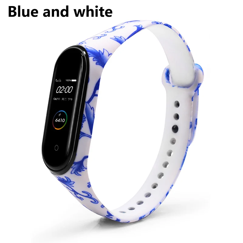 BOORUI силиконовый mi band 4 ремешок Горячая Распродажа mi band 4 аксессуары ремешок для часов xiaomi mi Band 4 смарт-браслеты с различными цветами - Цвет: Blue and white