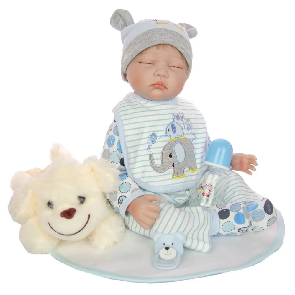 22 дюймов Bebe Кукла реборн силиконовые куклы закрытые глаза мальчик девочка Реалистичная кукла Настоящее прикосновение мягкая детская Playmates подарок для детей игрушка
