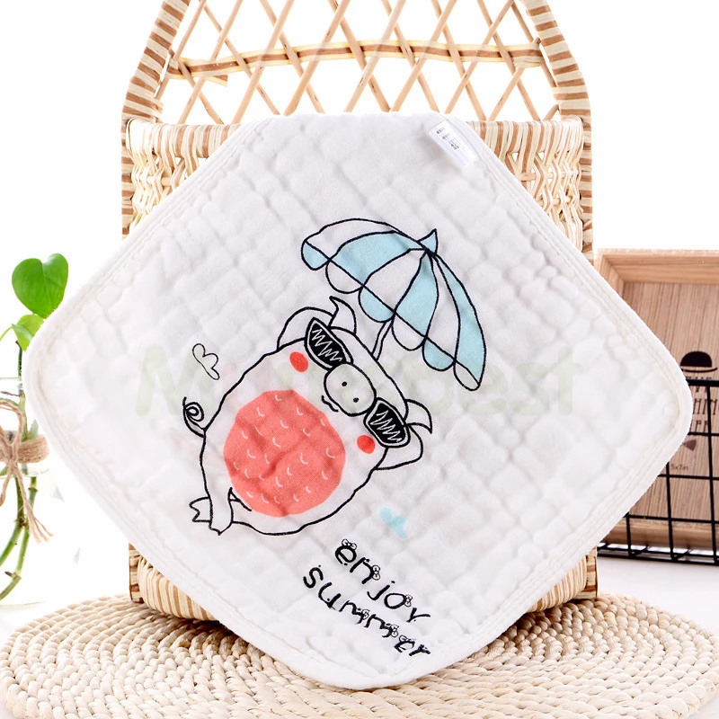 [Mumsbest]1PCS Baby Bibs 100%Cotton Newborn Towels Saliva Bibs 6 Layers Washcloth Handkerchief Face Towel Suit Random Color