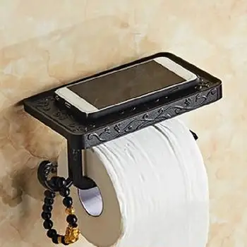 

Antique Carved Zinc Alloy Bathroom Paper Mobile Phone Holder With Shelf Bathroom Towel Rack Toilet Paper Holder Tissue Boxes