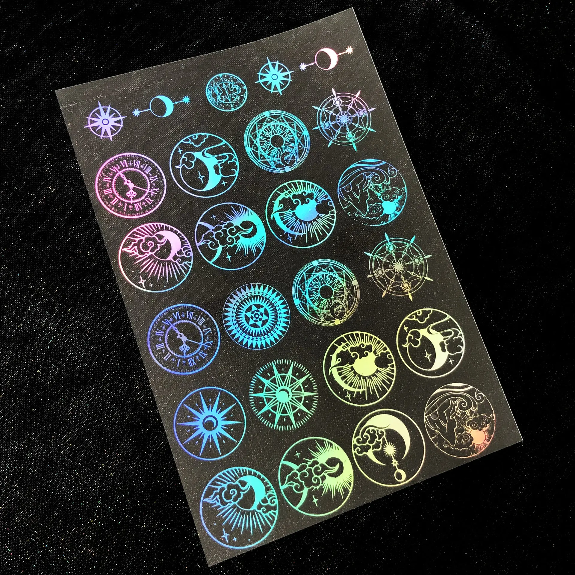 Iridescence Magic Circle Films Round Moon Star Clear Foil Materials Diy Resin Jewelry Making Stuff Phone Case Decoden