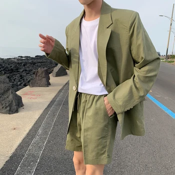 

EWQ / men's wear 2020 trend korean new shorts set male casual loose thin style spring summer blazers + two piece set 9Y1845