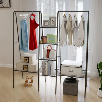 

JURMERRY Metal Clothes Rail Large Clothing Rack Stand with 4 Shelves Free Standing Garment Organizer Closet, Black/White