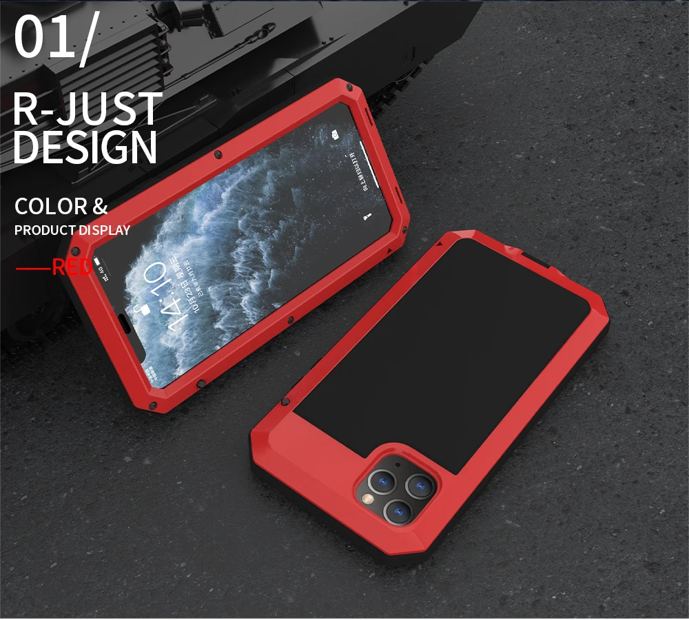 R-JUST металлический алюминиевый чехол для Iphone 11 Pro Max мощный защитный противоударный силиконовый чехол для Iphone11 Pro Max задняя крышка