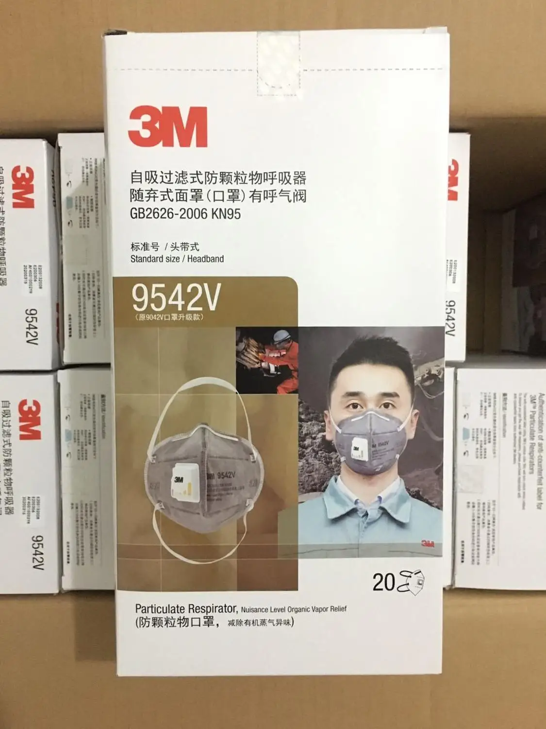 

20pcs/box 3M 9542V N95 Safety Protective FFP2 FFP3 Dust Masks Grey Anti-PM 2.5 Sanitary Working Respirator With Filter Structure