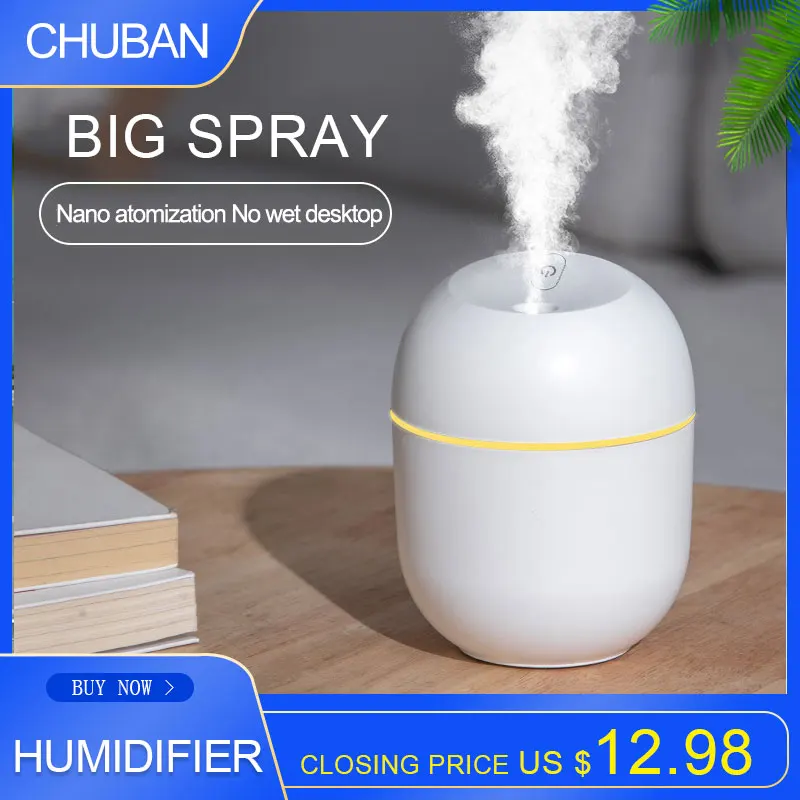 

CHUBAN New Mini Humidifier Home Mute Bedroom 220ML Office Aroma Diffuse Humidifier Smart 3 in 1 Colorful Air Atomization