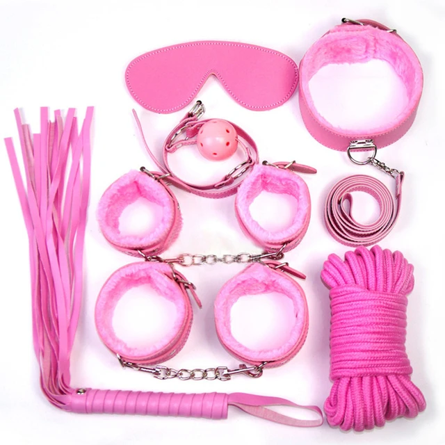 10Pcs Bed Bondage Set Collar Whip Cuffs Rope Cuffs Kit BDSM Toys Cosplay  Slave