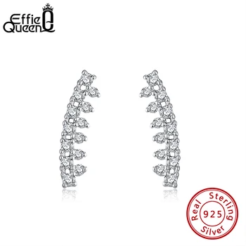 

Effie Queen Classic 925 Silver Stud Earrings Irregular Shape with AAAA Zircon Earring for Women Jewelry Engagement Gift BE259