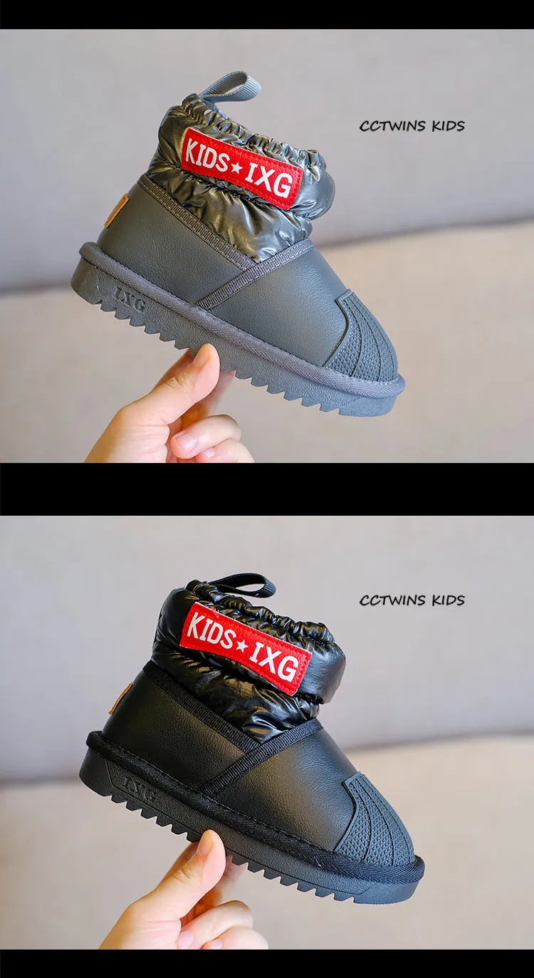 CCTWINS/детская обувь; коллекция года; зимние брендовые короткие ботинки для малышей; модные зимние ботинки для маленьких девочек; Черная теплая обувь для девочек; SNB136