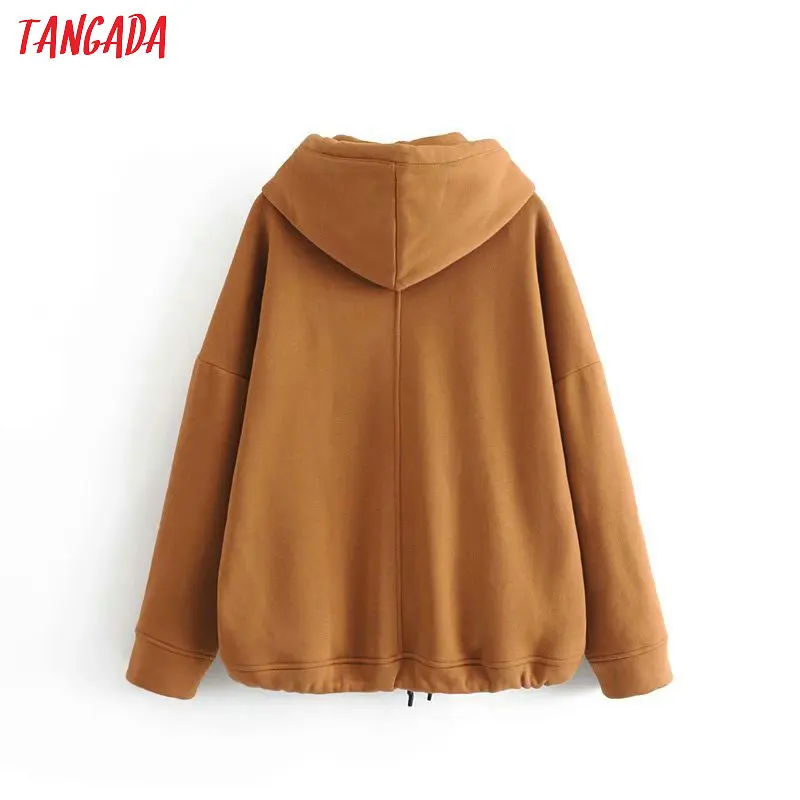  Tangada women fleece Pullovers Sweatshirt Autumn winter 2019 female solid oversize pullovers Casual