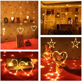 

Heart Shape 220V Curtain Lamp Fairy String Light Durable 8 Modes Wedding Neon Lantern Party Decoration Romantic Super Bright