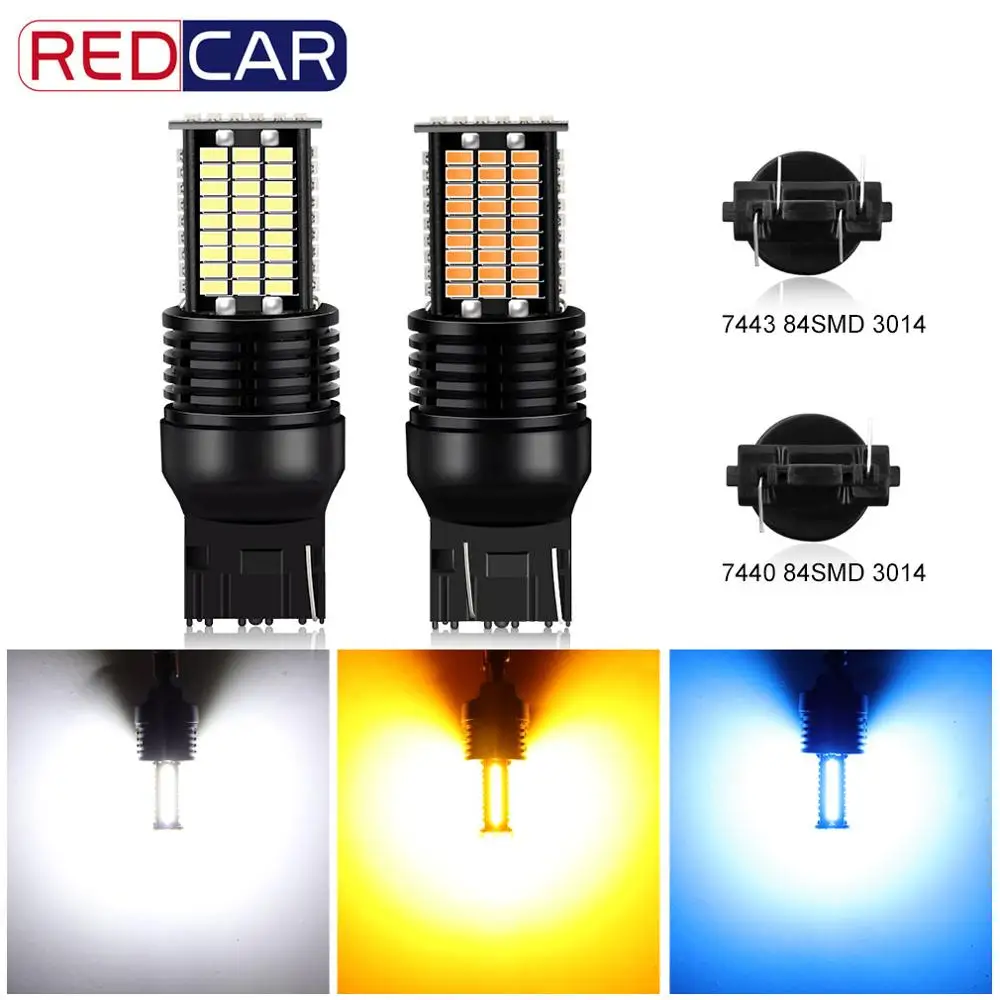 Светодиодная лампа T20 W21/5W 7443 7440 W21W 84SMD 3014 чипы автомобиля светодиодная