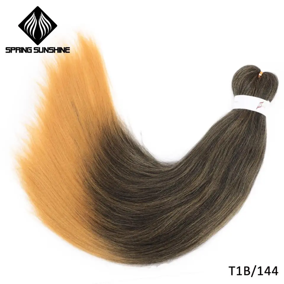 Длинные предварительно растянутые волосы EZ, легко косички, огромные косички, Омбре, косички волос, синтетические волосы кроше для наращивания, низкотемпературное волокно - Цвет: T1B/350