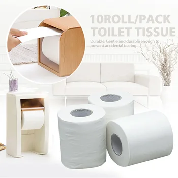 

10rolls Toilet Tissue Portable No Aroma Home 3 Ply Non Toxic Soft Bathroom Tear Resistant Water Absorption Mixed Wood Pulp