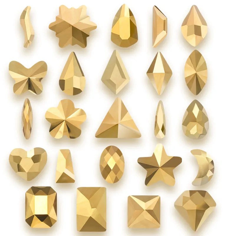 100 шт./пакет мульти-формы Минеральное Золото плоское стекло Хрустальные Стразы