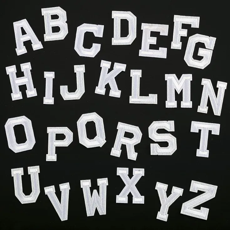 

White English Alphabet Letteres Embroidered Lace Patch Applique For Clothes Bag Sew on Bagde Patches