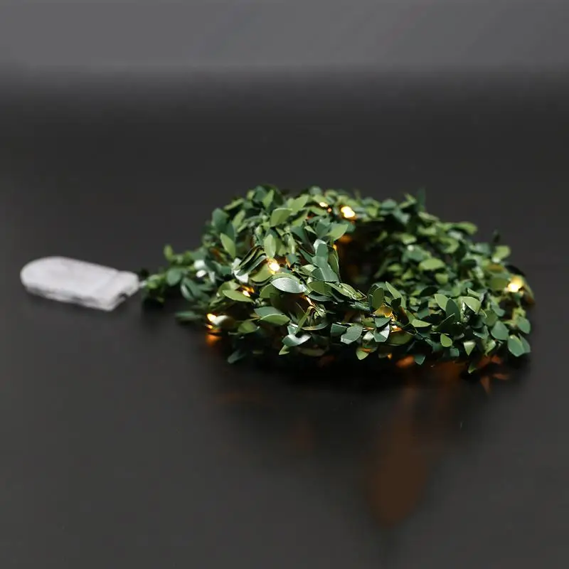 2M 20 LEDs leaf garland Button battery operate Copper LED fairy string lights for christmas wedding decoration party