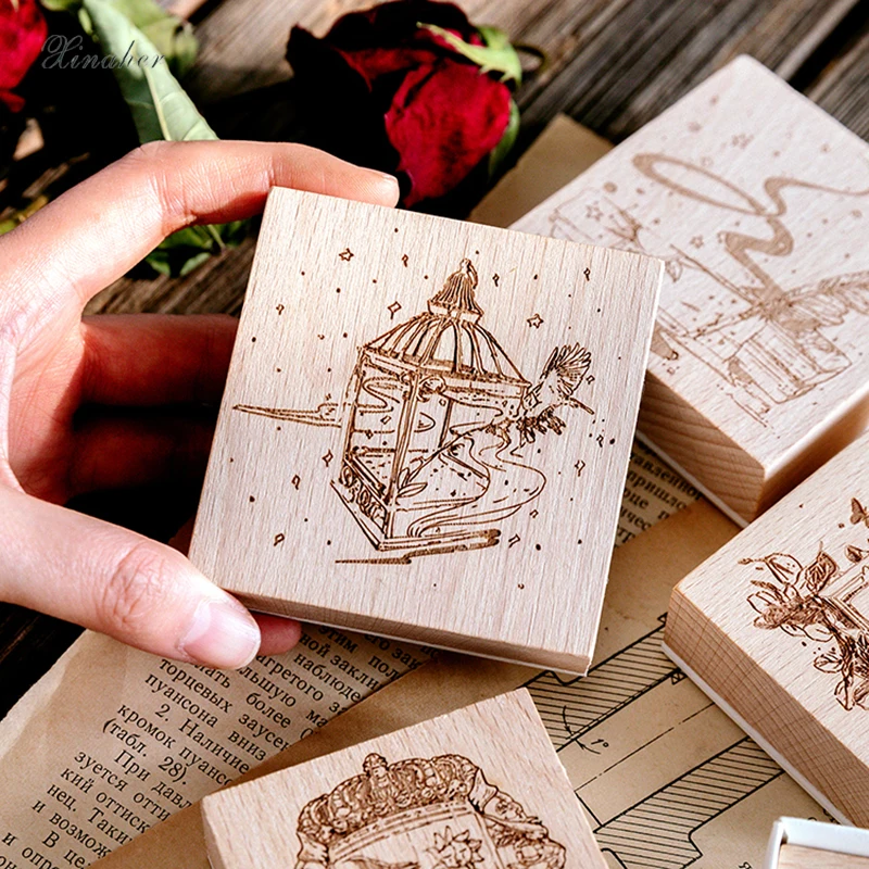Винтажные волшебные растения гинкго Марка с бабочкой DIY Деревянные Резиновые