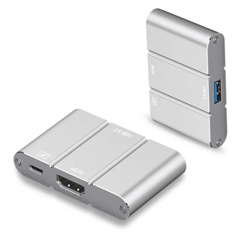 Алюминиевый сплав Материал usb type-C к HDMI конвертер совместимый для MacBook серебро 1080P видео разрешение