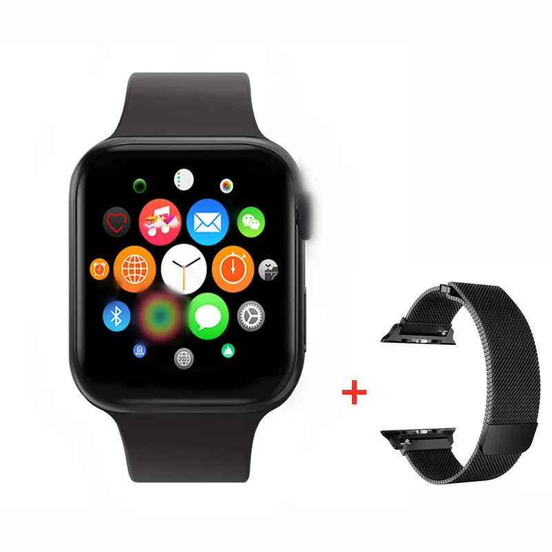 black add steel IWO 10 Bluetooth Смарт-часы серии 4 1:1 обновленный gps трекер спортивные умные часы для мужчин для Apple iPhone Android IWO 6 7 8 9 Plus - Цвет: black add steel