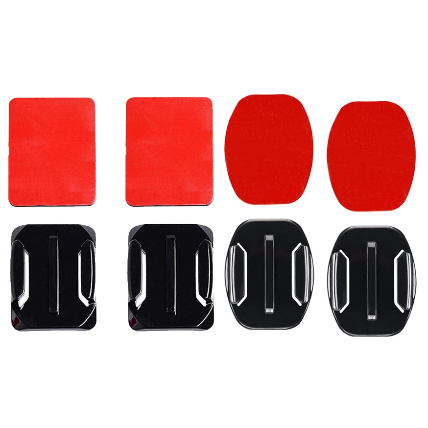 Curved Flat Adhesive Mounts with 3M Sticky Pads For GoPro hero 8 7 6 5 4 3 for Xiaomi Yi SJCAM Action Camera Helmet surfboard - Цвет: Красный цвет