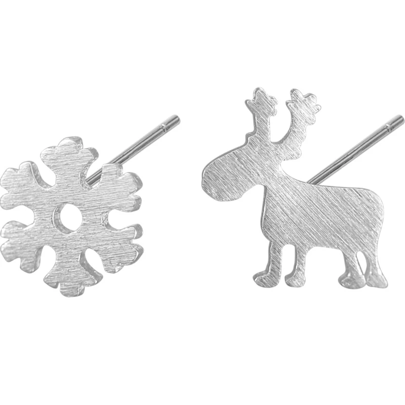 Модные 925 пробы серебряные серьги, рождественские серьги в виде лося и снежинки, популярные подарок для девушек, серебряные серьги для женщин, ювелирные изделия