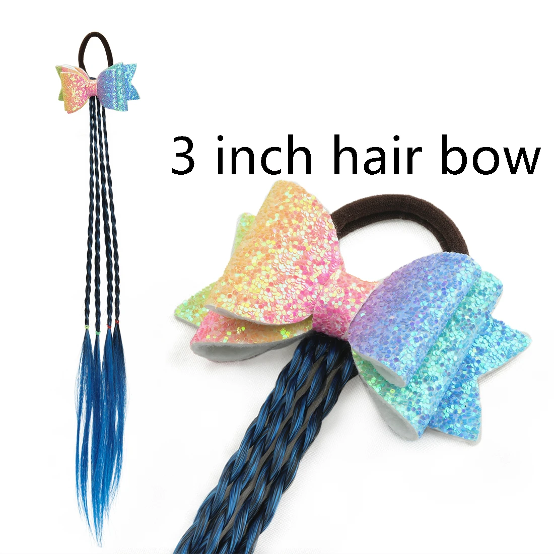 1 шт., эластичная лента для волос с единорогом для девочек, скрученный парик, повязка на голову, богемные плетеные Галстуки для волос для детей, эластичная резинка, аксессуары для волос - Цвет: C1